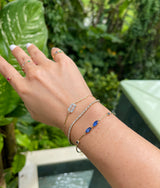 Aquamarine Bar Bracelet 18K Gold Stackable Design on model