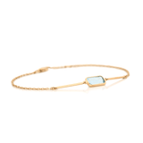 Aquamarine Bar Bracelet 18K Gold Stackable Design side view