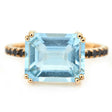 Aquamarine & Black Diamond Bar Ring 18k gold engagement ring 