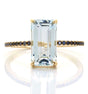Aquamarine & Black Diamond Ring 18k gold stackable ring