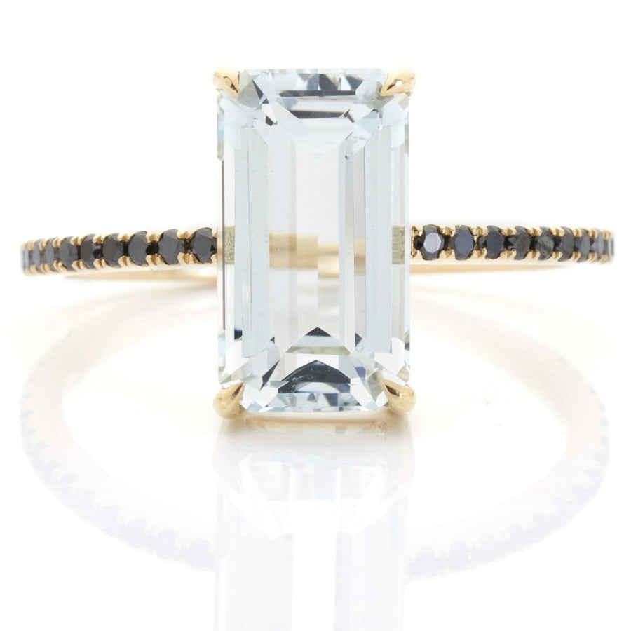 Aquamarine & Black Diamond Ring