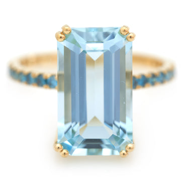 Aquamarine & Blue Diamond Neptune  Ring