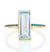 Aquamarine & Blue Diamond Oceans Ring 18k gold stackable ring