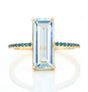 Aquamarine & Blue Diamond Oceans Ring 18k gold stackable ring