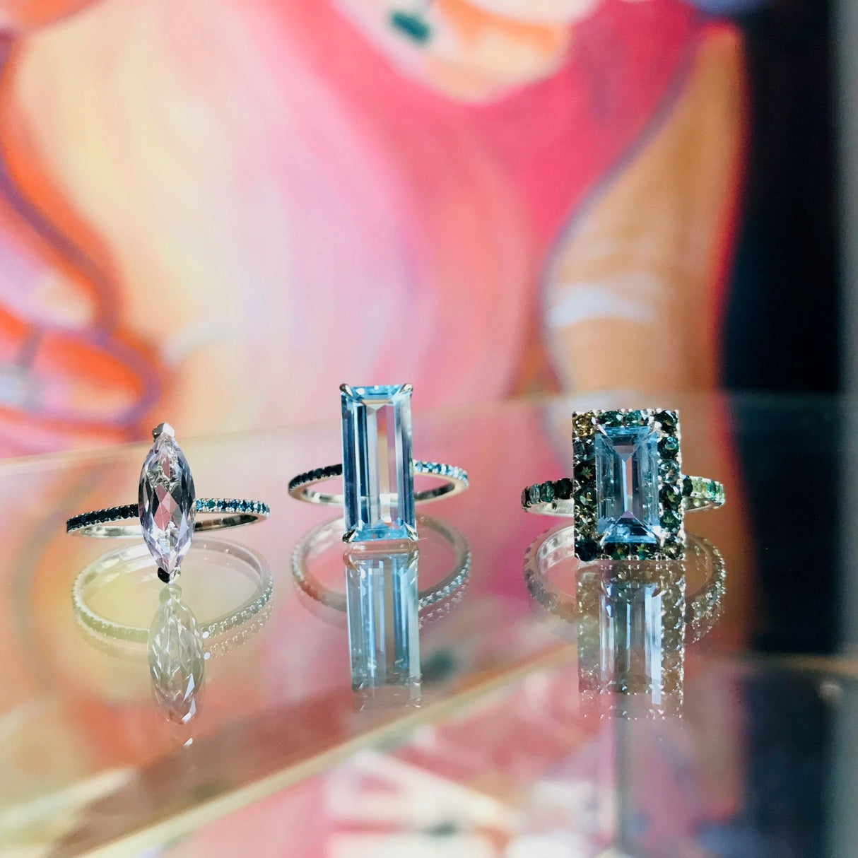 Aquamarine & Blue Diamond Oceans Ring