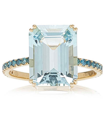 Aquamarine & Blue Diamond Ring