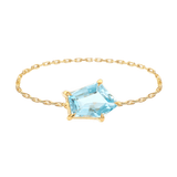 Aquamarine Contour Chain Ring 14k gold Stackable ring