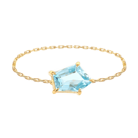 Aquamarine Contour Chain Ring 14k gold Stackable ring