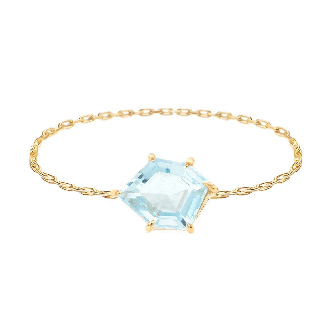 Aquamarine Contour Chain Ring 14k gold Stackable ring