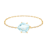 Aquamarine Contour Chain Ring 14k gold Stackable ring