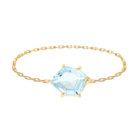 Aquamarine Contour Chain Ring 14k gold Stackable ring