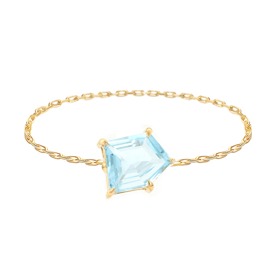 Aquamarine Contour Chain Ring 14k gold Stackable ring 3
