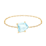 Aquamarine Contour Chain Ring 14k gold Stackable ring 3