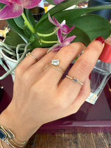 Aquamarine Contour Chain Ring 14k gold Stackable ring on model