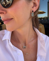 Aquamarine Contour Necklace 18K gold handmade fine jewelry on model 1