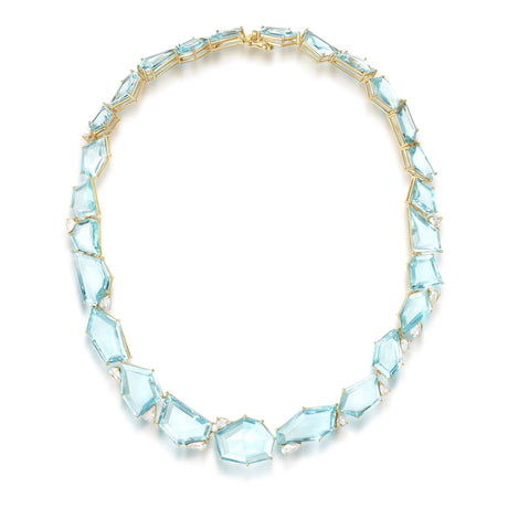 Aquamarine Contour Necklace 18k handmade fine jewelry
