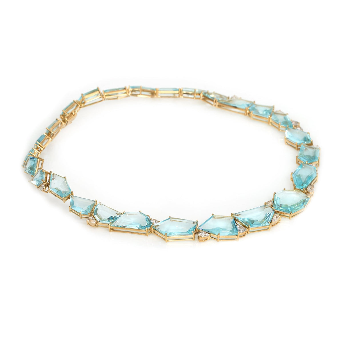 Aquamarine Contour Necklace 18k handmade fine jewelry 2