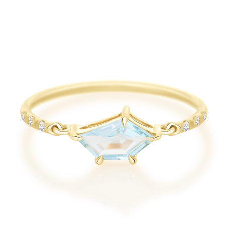Aquamarine Contour  Petite Circle Diamond Ring 18k gold stackable ring 2