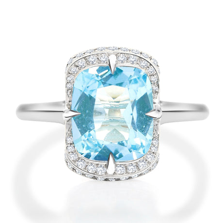 Aquamarine & Diamond Aurora Ring PT900 engagement ring