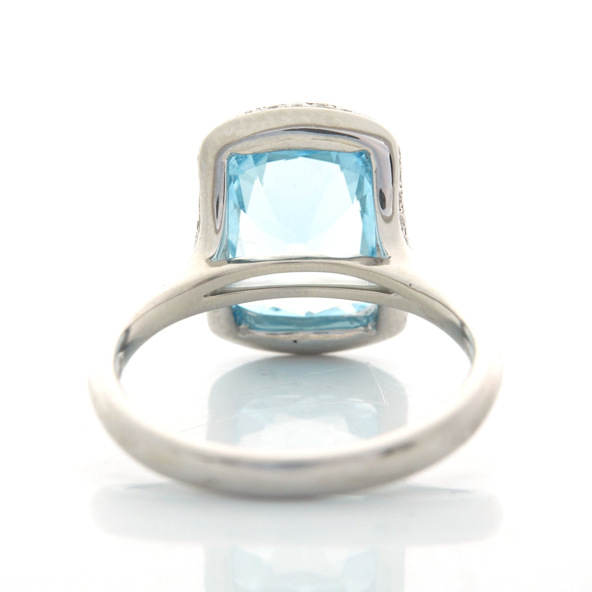 Aquamarine & Diamond Aurora Ring PT900 engagement ring back view