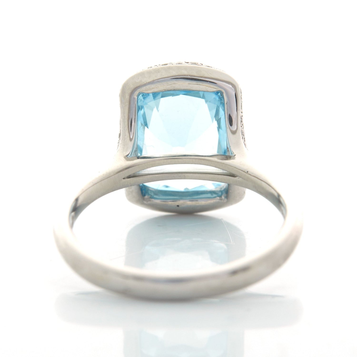 Aquamarine & Diamond Aurora Ring PT900 engagement ring back view