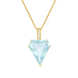 Aquamarine & Diamond Contour Bar Pendant Necklace 18k handmade fine jewelry