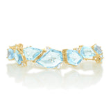 Aquamarine & Diamond Contour Bracelet 18k gold stackable design