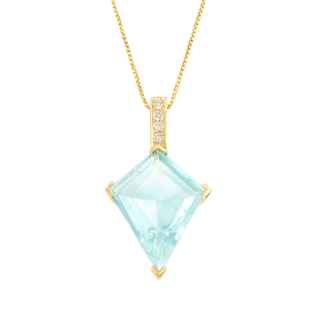 Aquamarine & Diamond Contour Kite Necklace 18k handmade fine jewelry