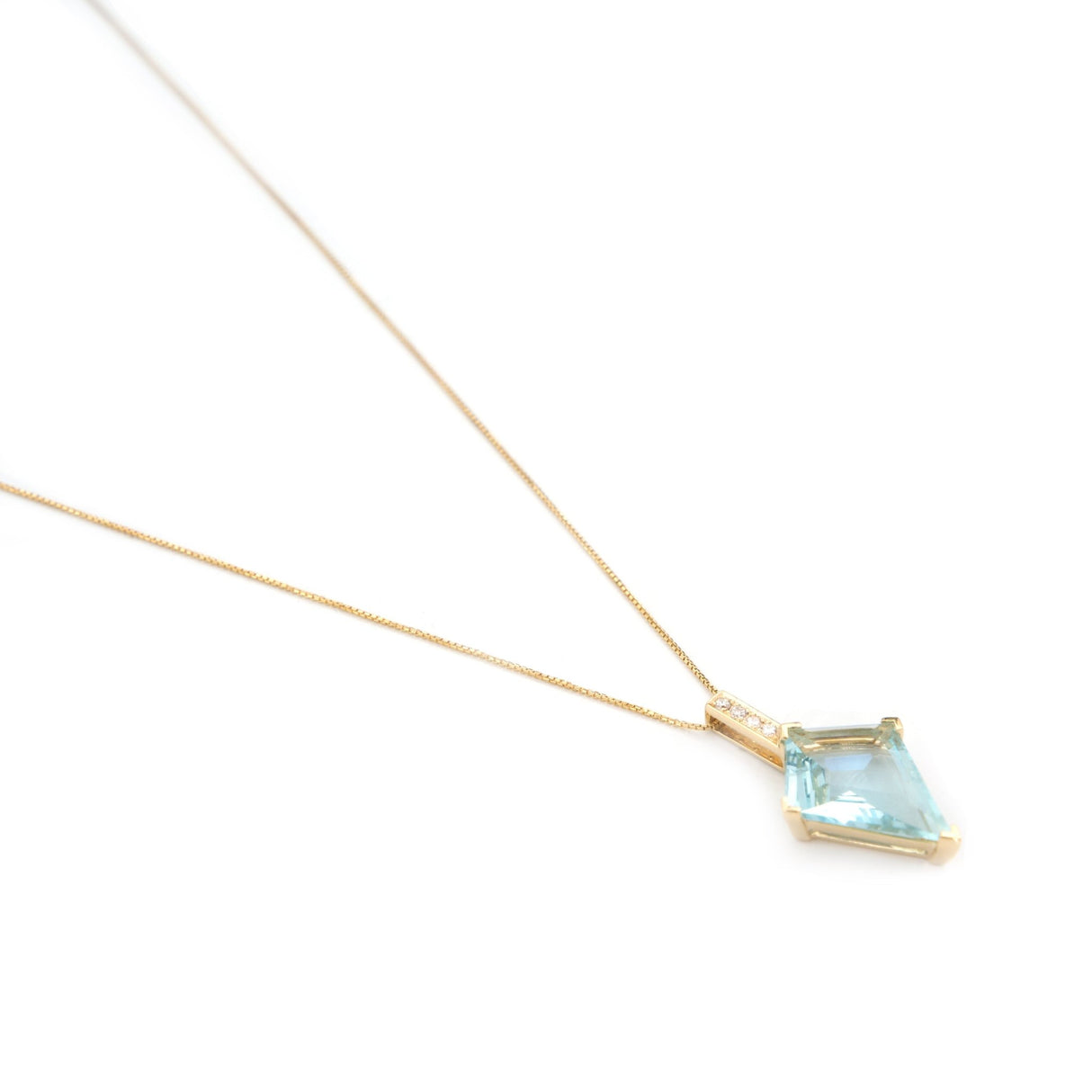 Aquamarine & Diamond Contour Kite Necklace 18k handmade fine jewelry 2