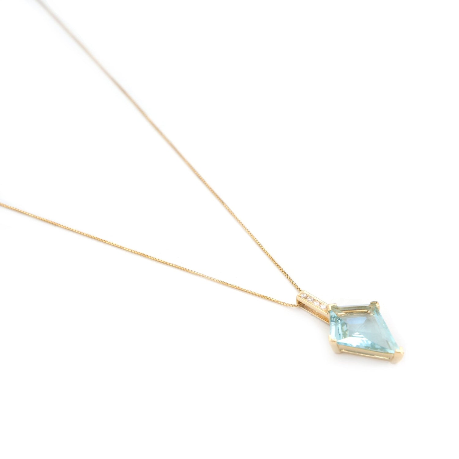 Aquamarine & Diamond Contour Kite Necklace 18k handmade fine jewelry 2