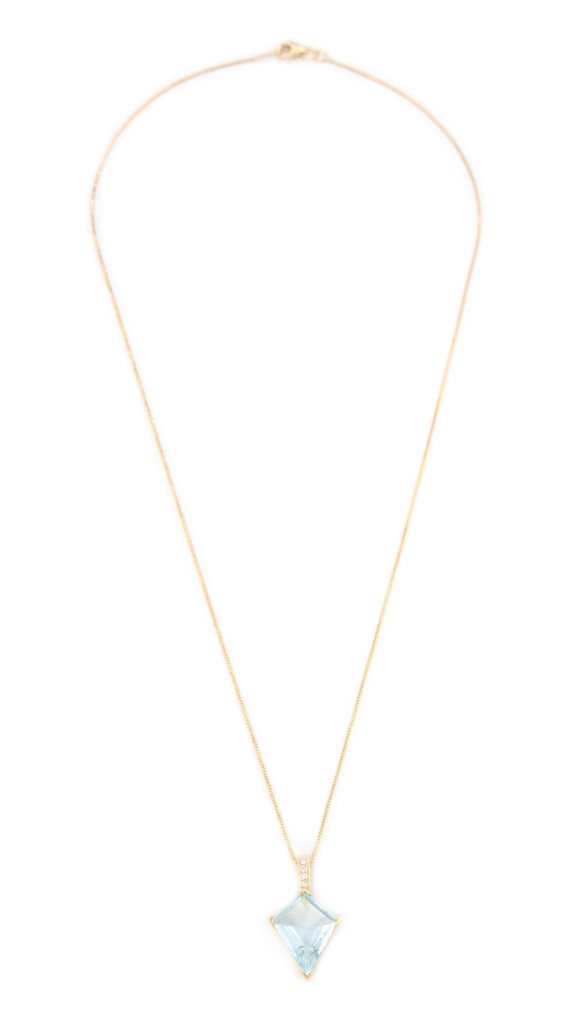 Aquamarine & Diamond Contour Kite Necklace 18k handmade fine jewelry 3