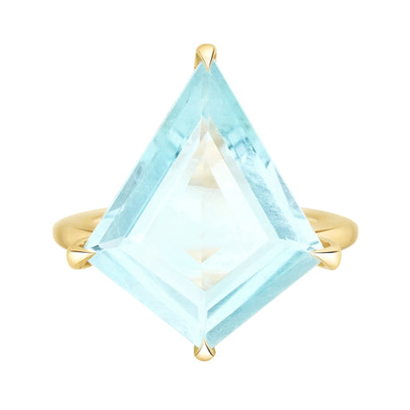 Aquamarine & Diamond Contour Kite Ring 18k gold engagement ring 