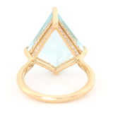 Aquamarine & Diamond Contour Kite Ring 18k gold engagement ring  back view