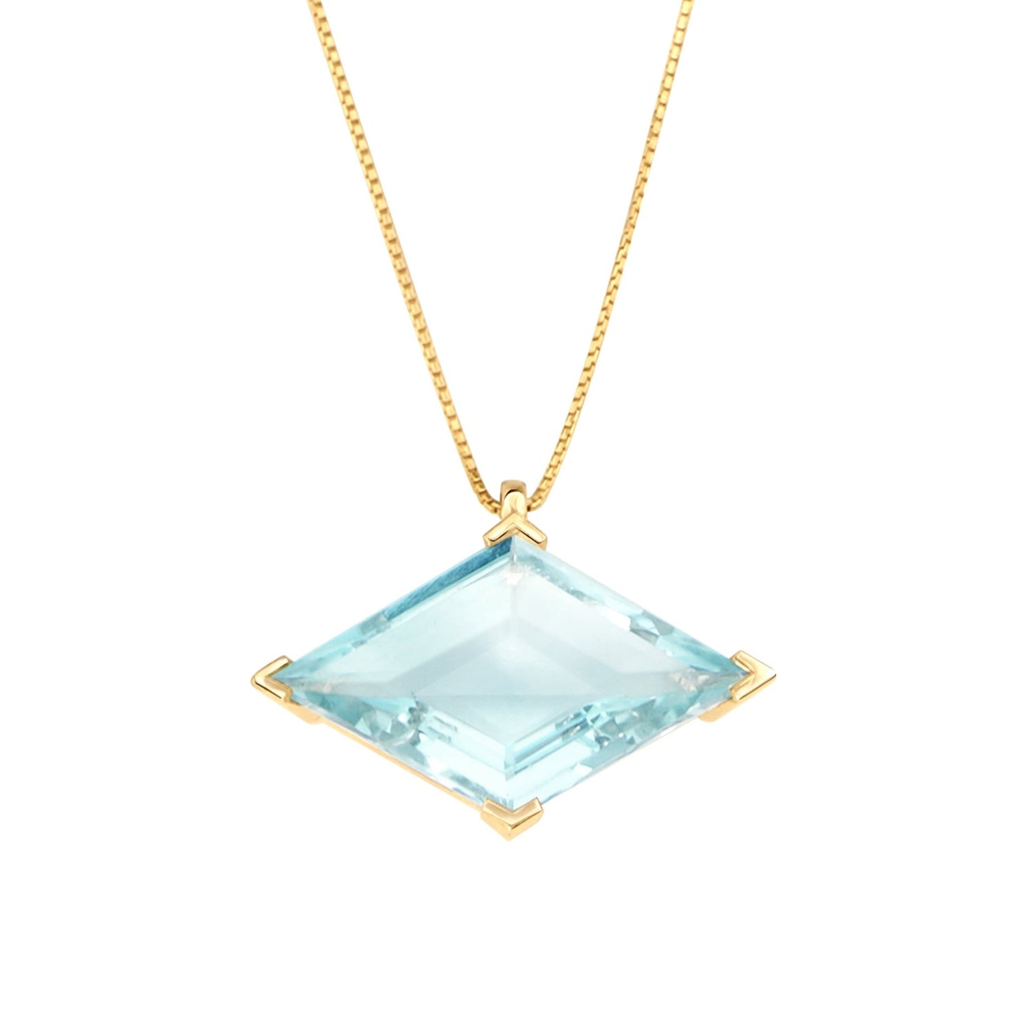 Aquamarine Diamond Contour Necklace 18k handmade fine jewelry