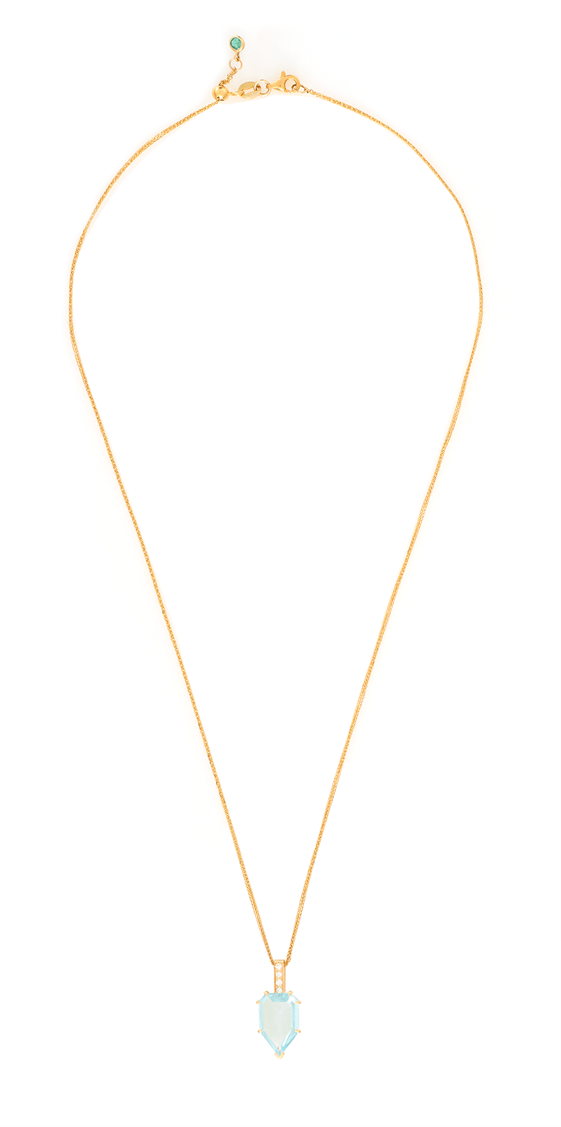 Aquamarine & Diamond Contour Pendant Necklace 18k handmade fine jewelry 2