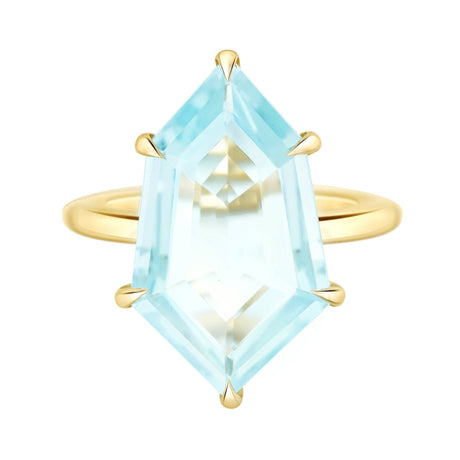 Aquamarine & Diamond Contour Polygon Ring 18k gold engagement ring 
