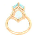 Aquamarine & Diamond Contour Polygon Ring 18k gold engagement ring back view