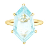Aquamarine & Diamond Contour Polygon Ring
