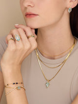 Aquamarine & Diamond Contour Polygon Ring 18k gold engagement ring on model