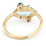 Aquamarine & Diamond Puzzle Ring 18K gold Stackable ring back view