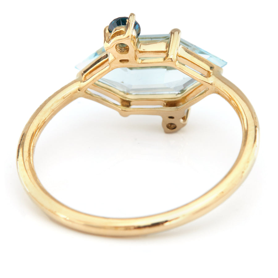 Aquamarine & Diamond Puzzle Ring