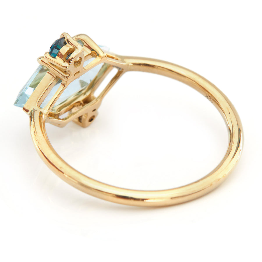 Aquamarine & Diamond Puzzle Ring