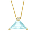 Aquamarine & Diamond Pyramid Contour Necklace 18k handmade fine jewelry