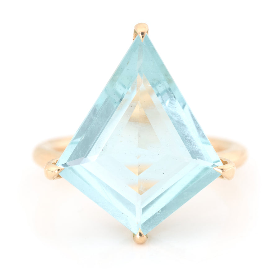 Aquamarine & Diamond Contour Kite Ring