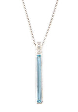 Aquamarine & Diamond Supreme Bar Necklace 18k handmade fine jewelry