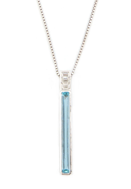 Aquamarine & Diamond Supreme Bar Necklace 18k handmade fine jewelry