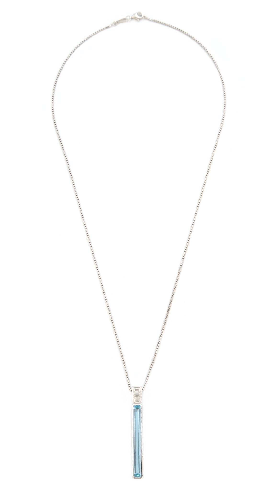 Aquamarine & Diamond Supreme Bar Necklace 18k handmade fine jewelry 2