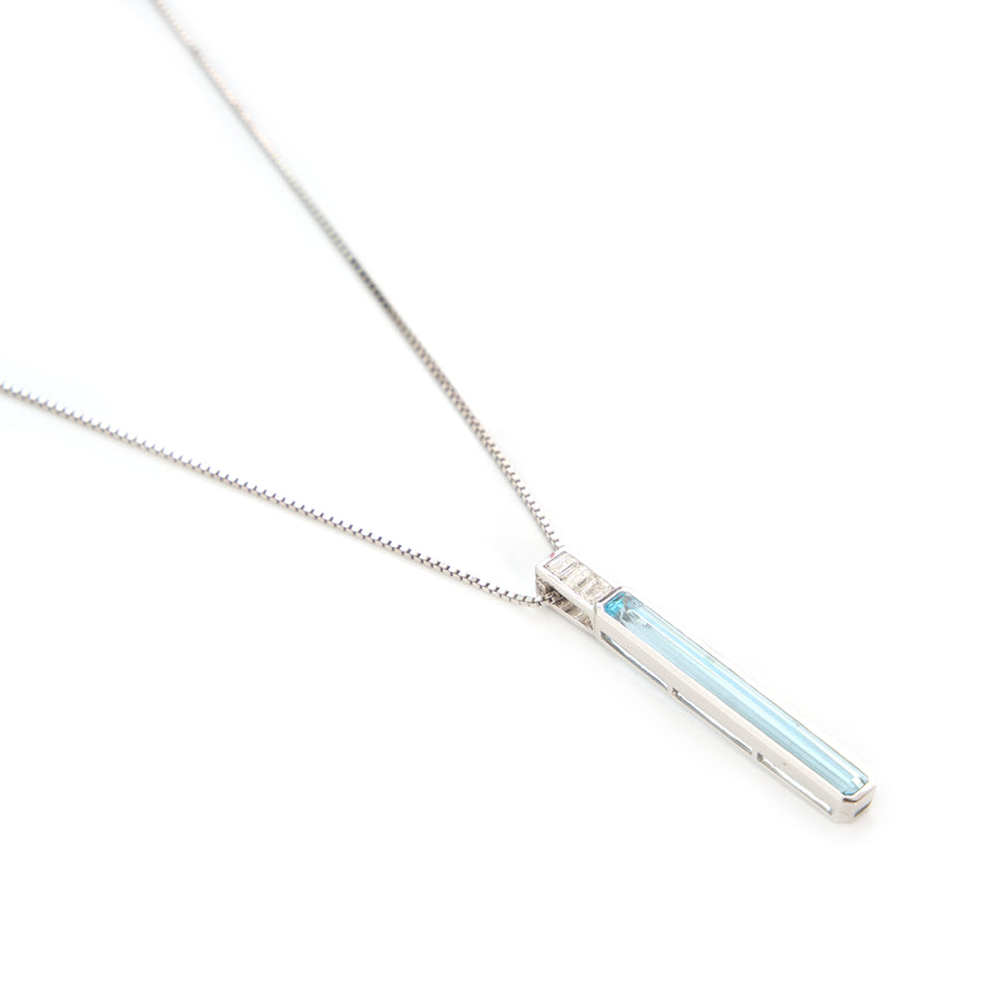 Aquamarine & Diamond Supreme Bar Necklace