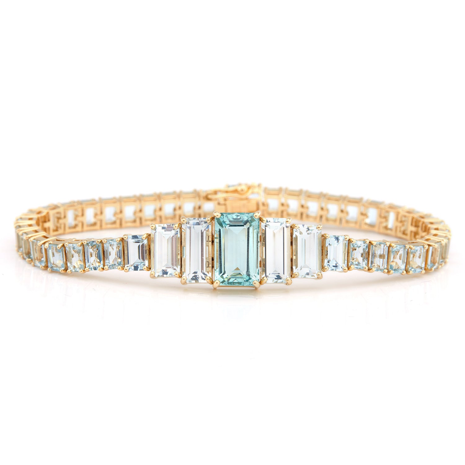 Aquamarine Echo Bar Bracelet 18k gold stackable design