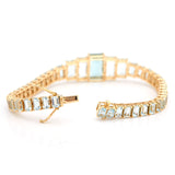 Aquamarine Echo Bar Bracelet 18k gold stackable design back view 2
